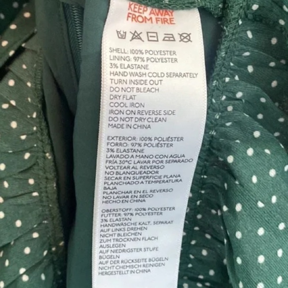 Urban Outfitters New With Tags Green Polka Dot Cinched Mini Dress Size Medium - Picture 10 of 12